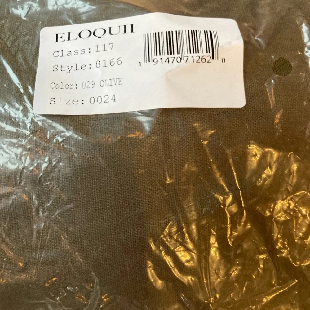 NWT Eloquii Olive Wide-Leg Paperbag Waist Trousers - Linen Blend - 24 - Picture 8 of 8